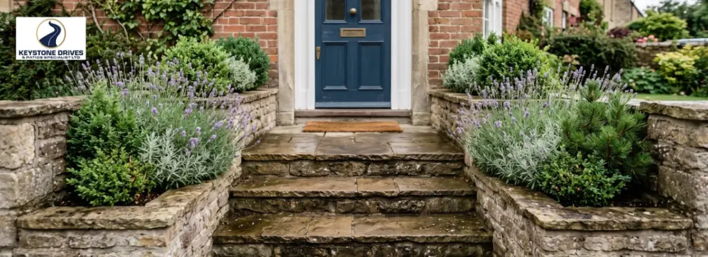 Steps with Built-In Planters